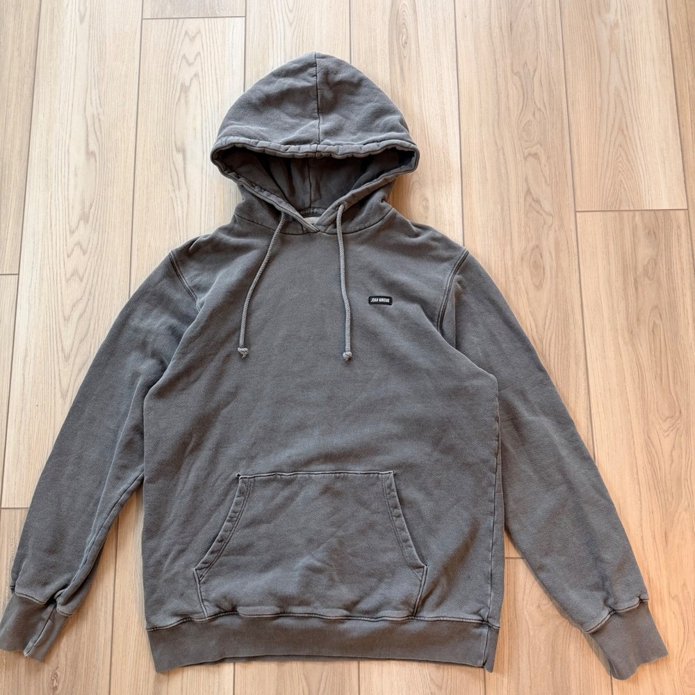 Joah Brown Hoodie Womens One Size Grey Faded Logo Patch Pullover Sweatshirt